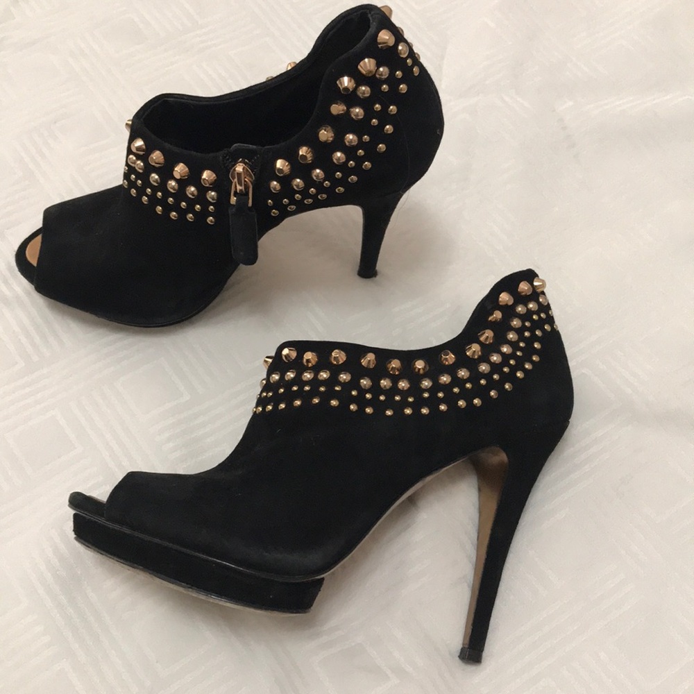 BCBGMaxAzria Black Velvet Peep-toe Pumps